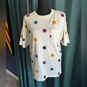 Vintage 80s Oversize Multicolor Polka Dot T-shirt